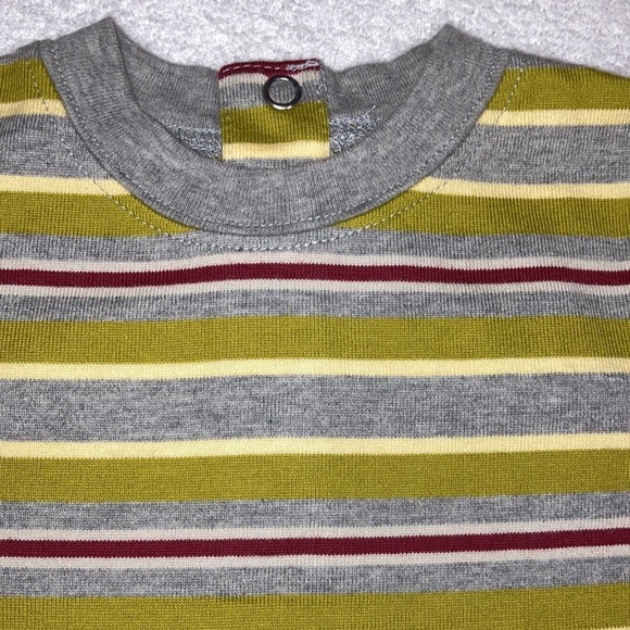 Vintage Gymboree grey green maroon striped short sleeve onesie bodysuit - Picture 3 of 5
